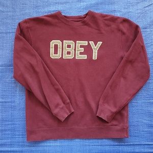 VTG OBEY Propaganda Logo Letters Red Sweatshirt